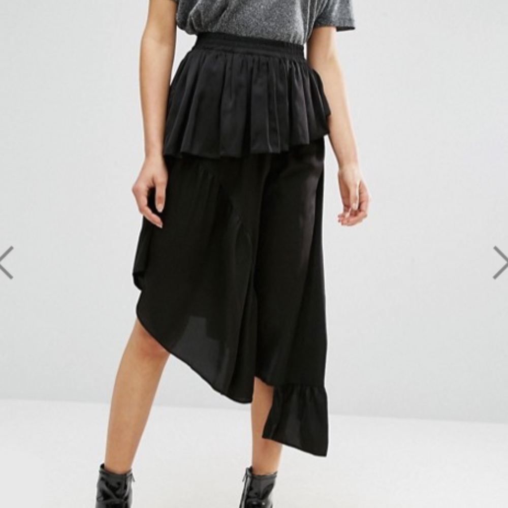ASOS Deconstructed Midi Skirt Satin Asymmetrical